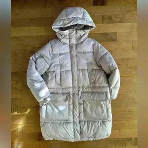 H&M | Light pink long puffer jacket size  medium medium (fits large) like new